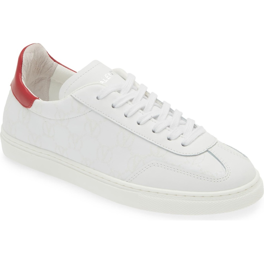 White and Red Logo Sneakers